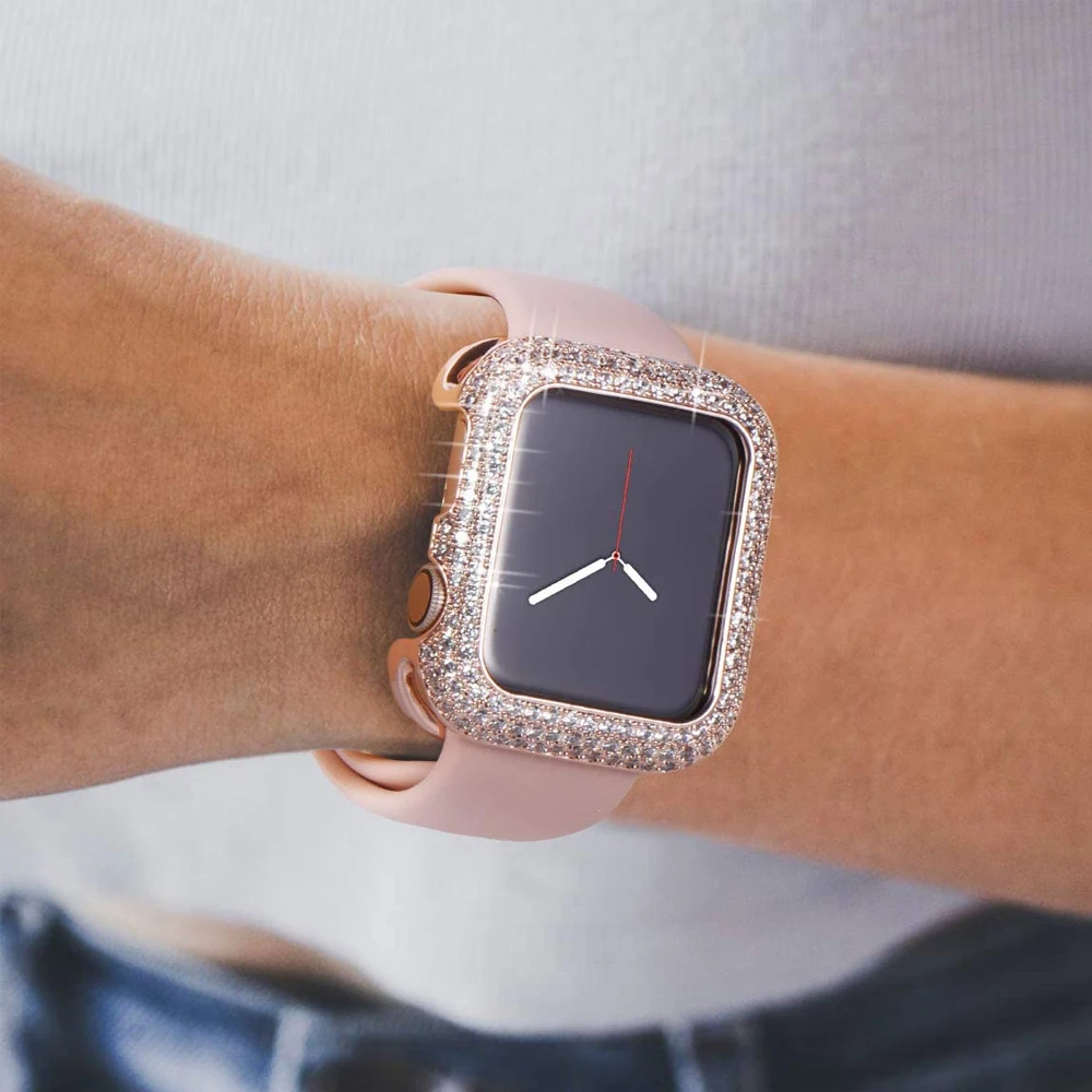 Metal Case For Apple watch case 45mm 44mm 41mm 40mm Series 8 7 6 5 4 SE Luxury diamond protective cover iWatch 3 42mm 38mm shell
