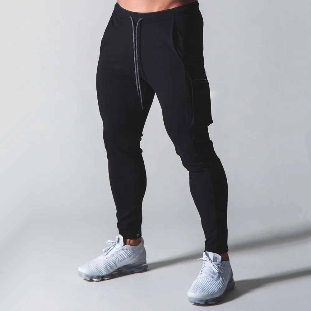 

Joggers Pants Cotton Running Sweatpants Zipper Hems Skinny Pencil Pants Gym Fitness Bodybuilding Bottoms Male Sportswear Autumn