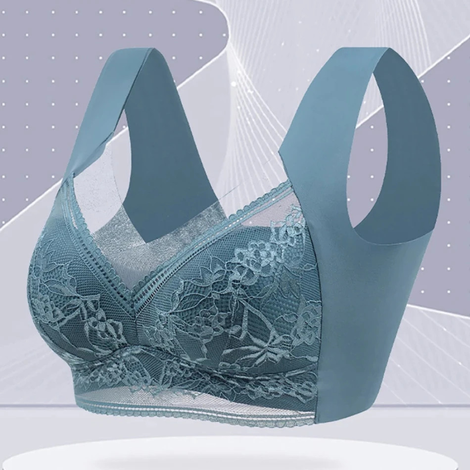 Women No Underwire Gathering and Seamless Backless Lace Luxurious and Noble One Piece Bras Comfortable and Elegant Everyday Wear 4