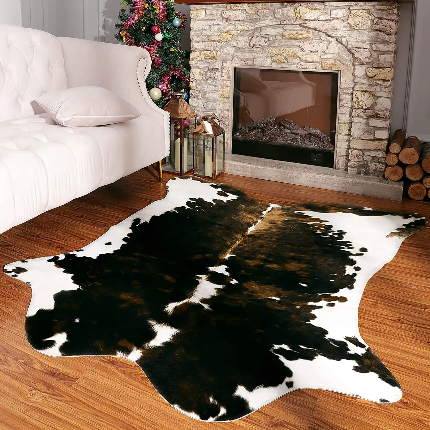 American Style Cowhide Carpet Cow Print Rug for Bedroom Living Room Cute  Animal Printed Carpet Faux Cowhide Rugs for Home Decor