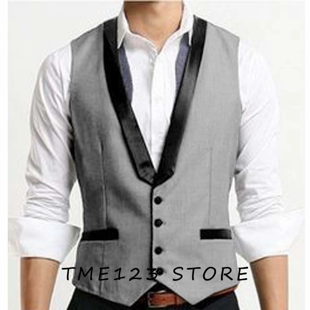 

Men's Serge Casual Business Collar Single Breasted Vest Formal Man Ambo Suit Jackets Wang Steampunk Gothic Chaleco Male Vests