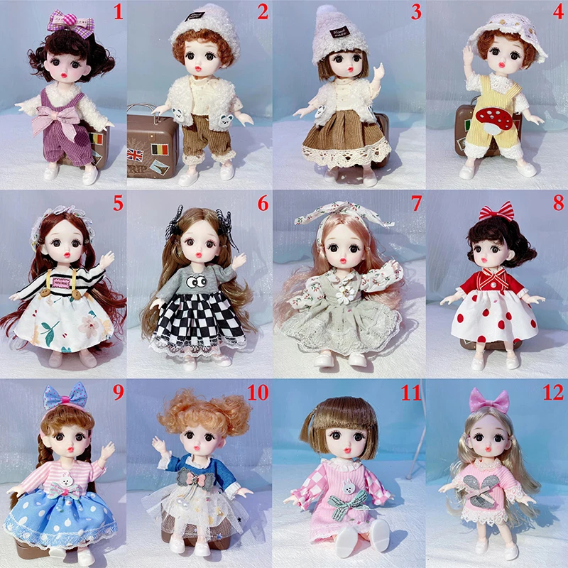 

16-17cm Movable Joints BJD Doll Princess Dolls Kawaii Cute Dolls with Full Set Clothes Shoes Wig Makeup Toys Best Gift for Girls