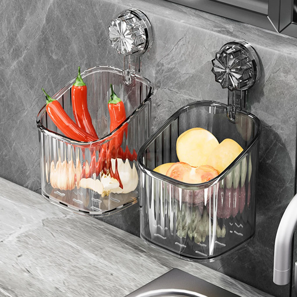 PC Convenient Suction Cup Storage Box For Bathroom Organization No Punching Required Storage Rack