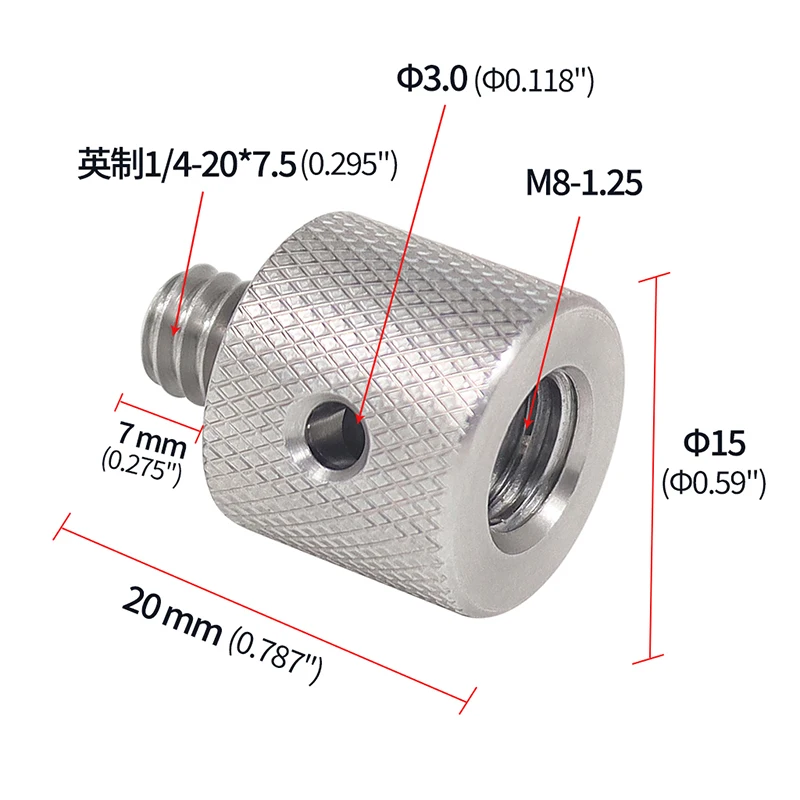 1x Reinforced Camera Conversion Screw Adapter 1/4 to 3/8 M4 M5 M6 M8 M10 Male Fe