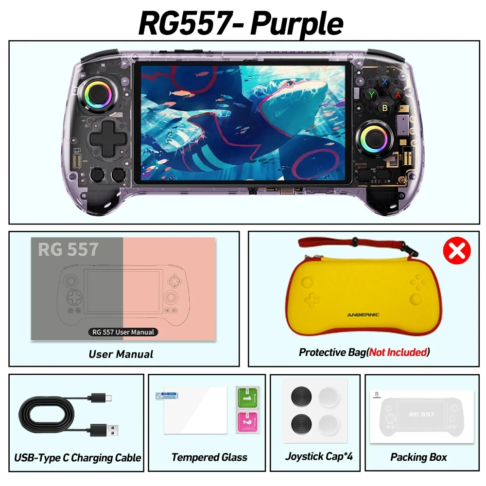 Anbernic RG 557 クリアパープル ほぼ未使用（Amazon | ANBERNIC