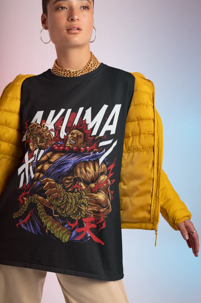Akuma Gouki Graphic Tee - Karate and Video Games Fighting Shirt
