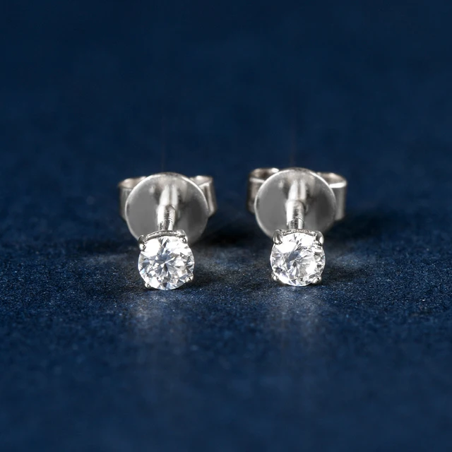 Rundschliff Moissanit Moissanit Ohrstecker 1,60 Karat In 14K Weißgold – Zertifiziert, Rund, 6 Mm Solitär Weißgold Ohrstecker 6mm