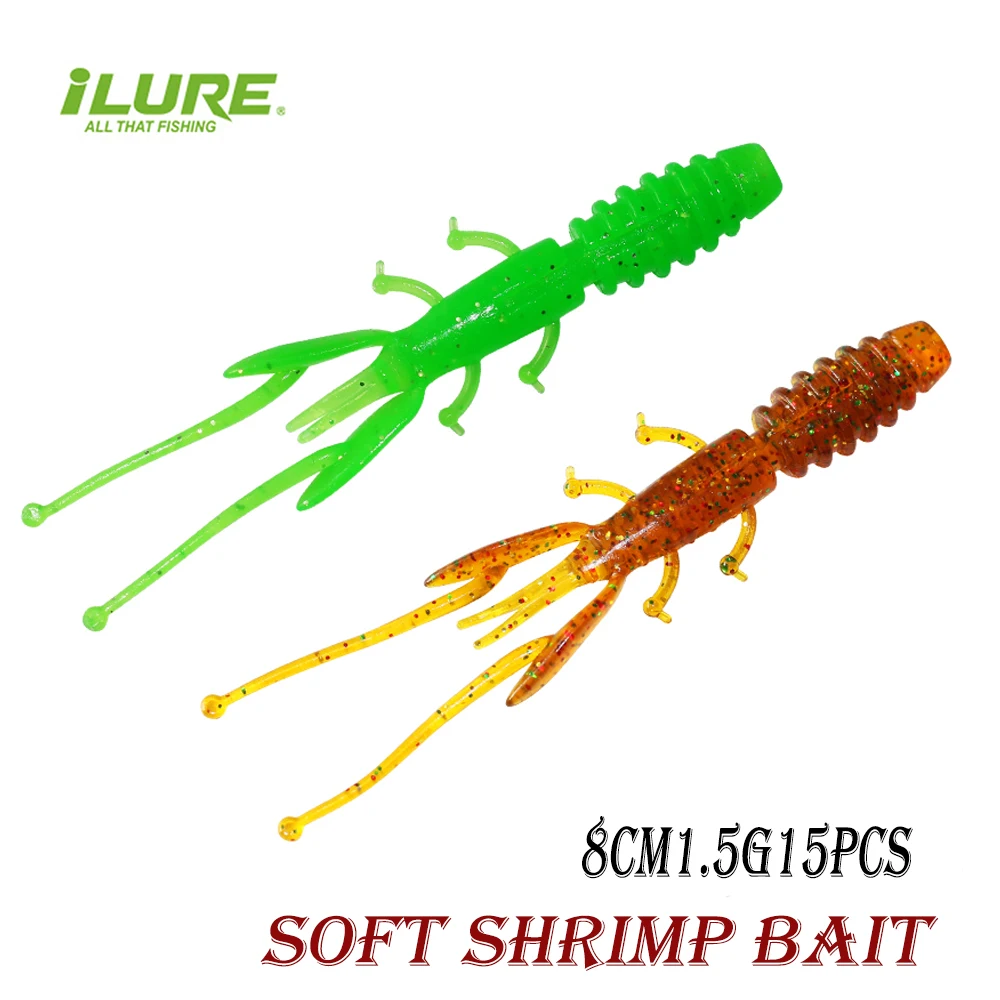 ILURE15 Artificial Silicone Fishing Lures Soft Bait Bionic Shrimp