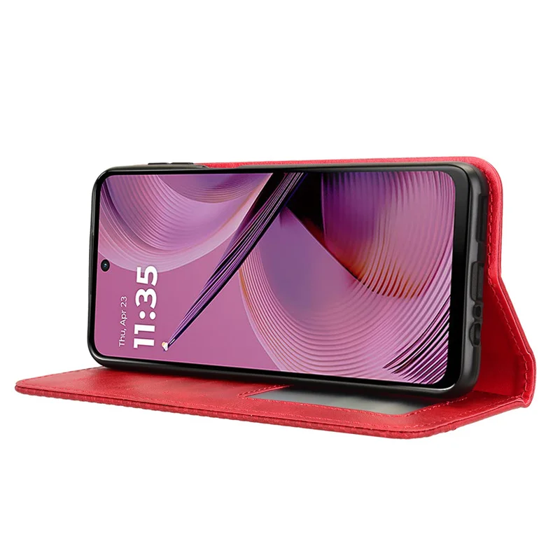 Coodio Custodia Portafoglio In Pelle Per Motorola Moto G5 Plus – Cover Magnetica Con Slot Carte E Funzione Stand, Nero/Rosso - 4