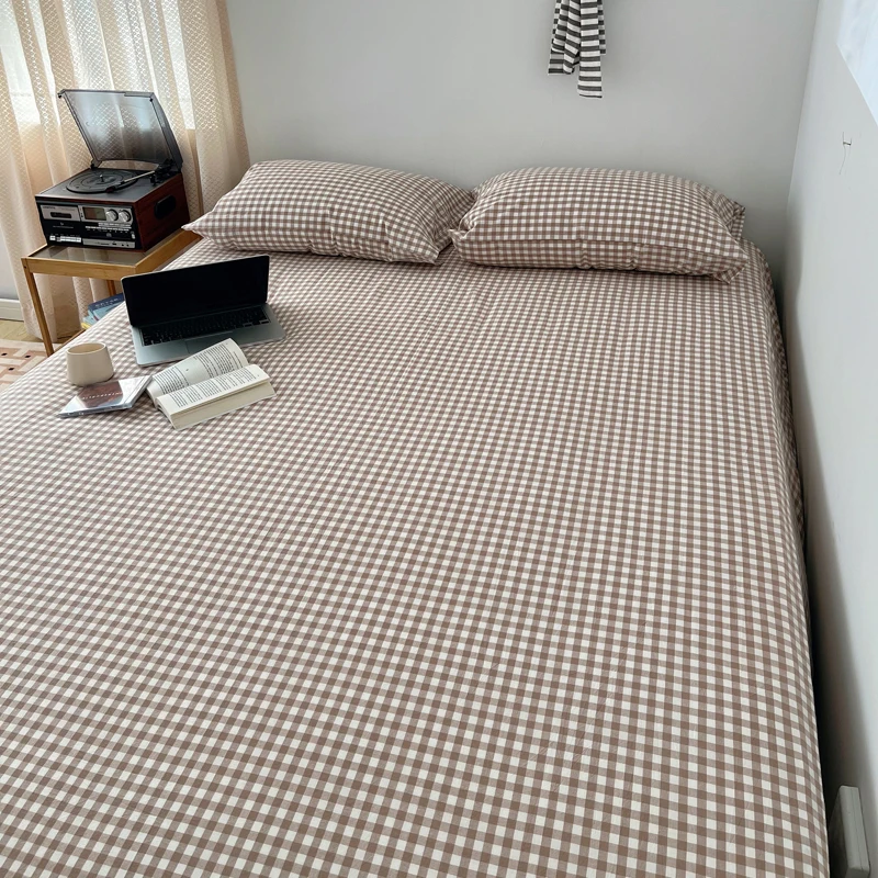 1PC Bed Sheet (Excluding Pillowcases), Soft and Comfortable Grid Bedding Sheet, Suitable for Bedrooms and Guestrooms 2
