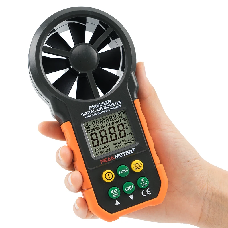 

High Accuracy Air Temperature Relative Humidity Flow Handheld Digital Wind Speed Sensor Anemometer