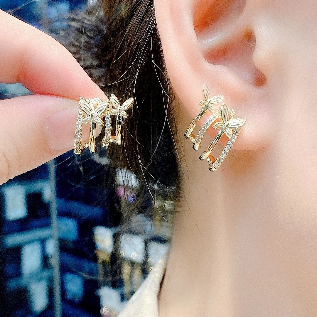 pendientes mujer pendientes verano 2023 pendientes originales y divertidos pendientes larPendientes de circón y mariposa chapados en oro para mujer, aretes de moda coreana, joyería para fiesta de boda, regalo| | - AliExpress