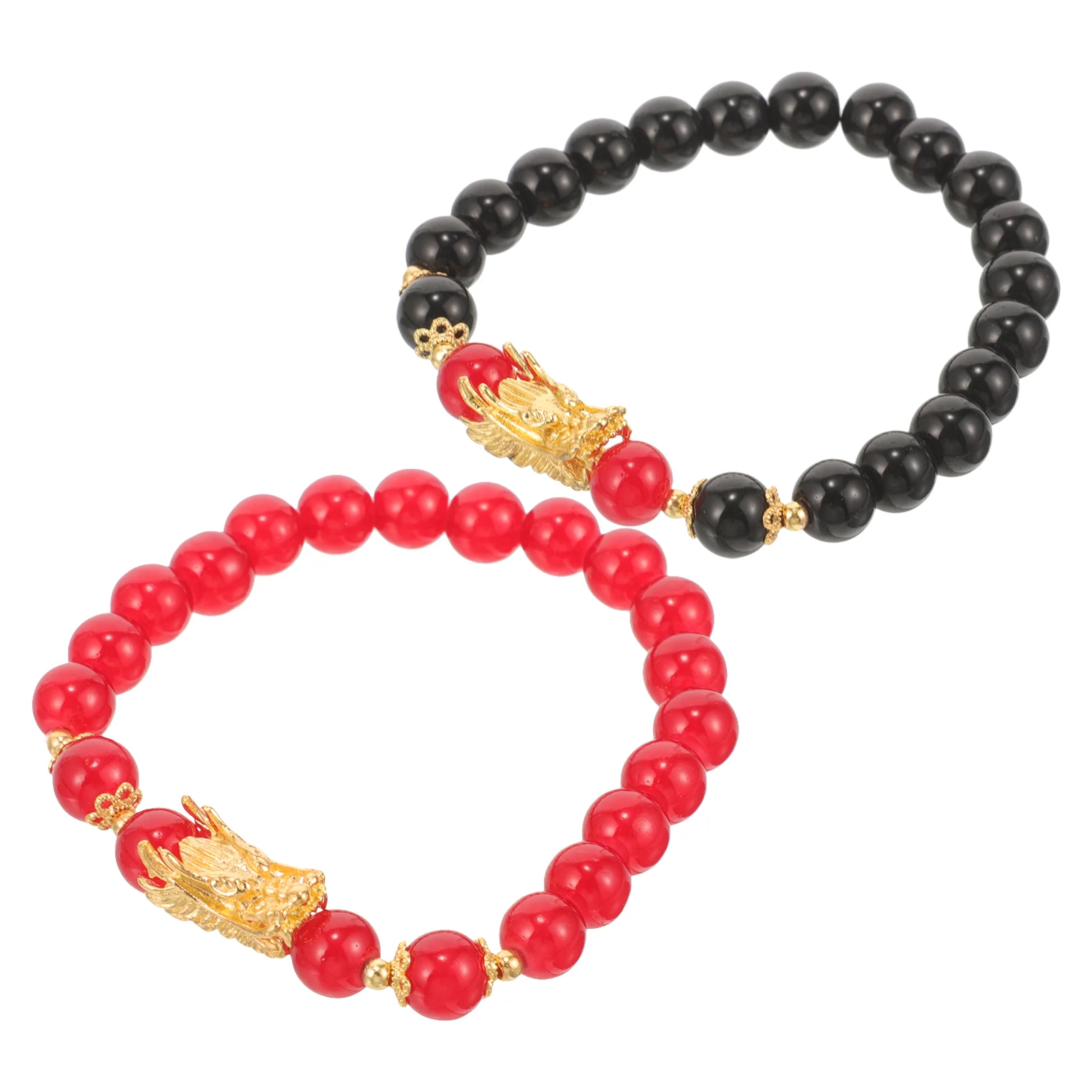 

2pcs Dragon Beaded Bracelets Stretch Bracelets Dragon Charm Bracelets New Year Hand Jewelry