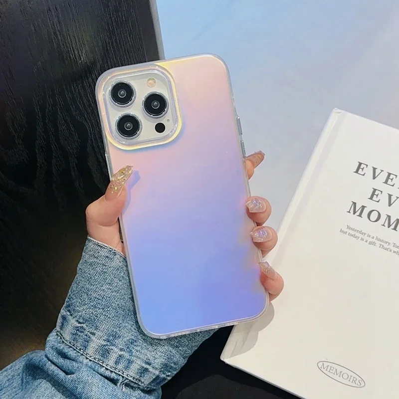 Luxury Matte Laser Shockproof Phone Case with Bumper Back Cover