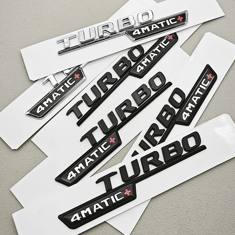 2pcs 3D ABS Chrome Car Letter TURBO 4MATIC Puls Logo Fender Side Badge ...