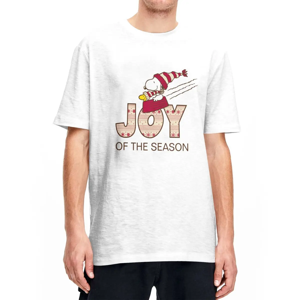 Uomo Donna Arachidi Snoopy & Woodstock Joy Sled Ride T Shirt Vestiti In Puro Cotone T-Shirt Girocollo T-Shirt Taglie Forti
