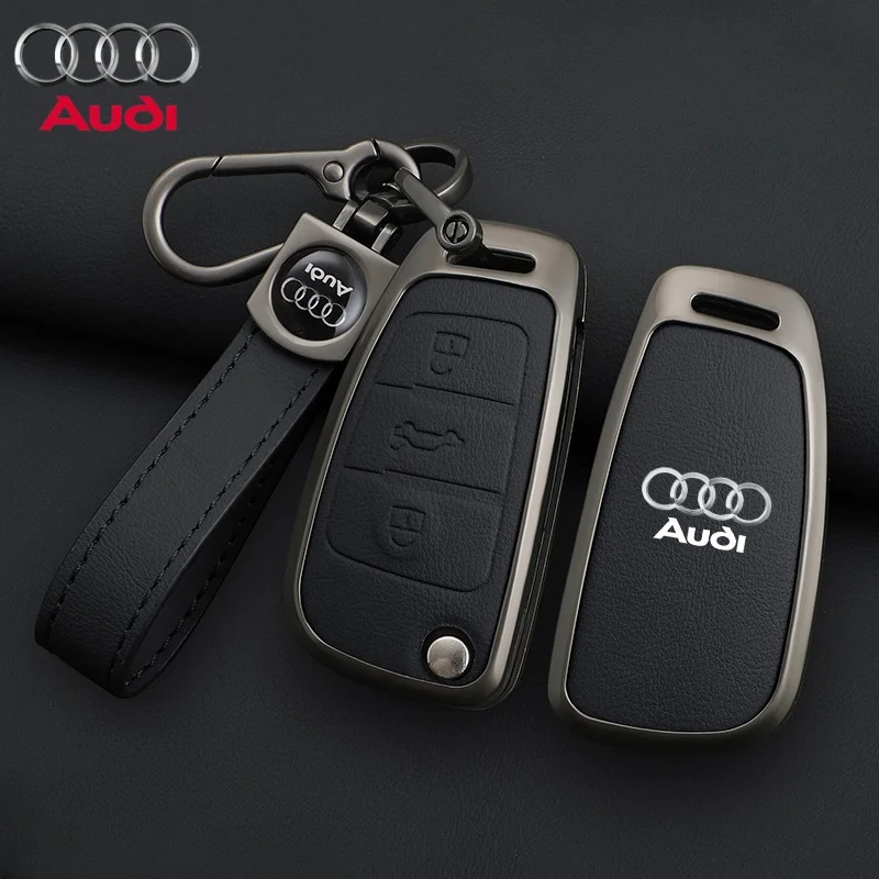 Zinc Alloy Leather Car Remote Key Case Cover Key Case Car Key Shell Audi A1 A3 8P A4 A5 A6 C7 A7 S3 S7 S8 R8 Q2 Q3 Q5 Q7 Q8 SQ5 TT RS3 RS6 Keychain