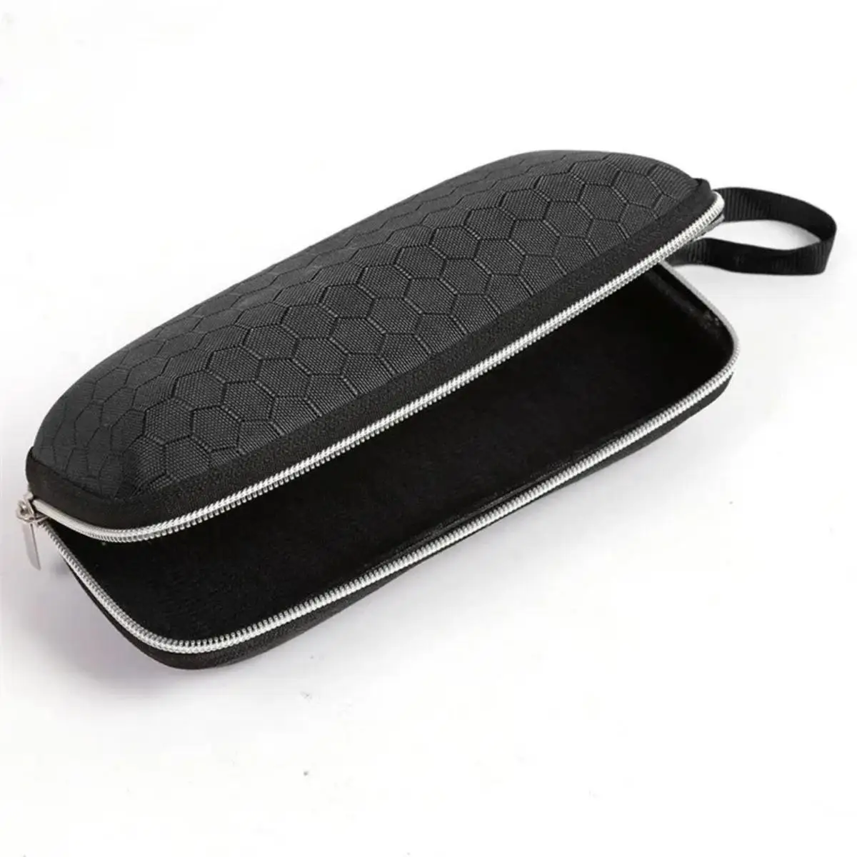 1pc Waben Muster Gläser Fall Protable Minimalistischen Harte Brillen Schutz Mit Lanyard Zipper Brillen Lagerung Box Accesso – Detail 5
