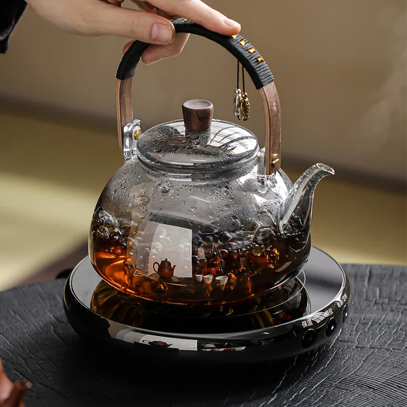 Electric Tea Stove Water Boiler Steamed Kettle Radiant-cooker Tempered panel Waterproof 950ml High borosilicate glass pot oneset