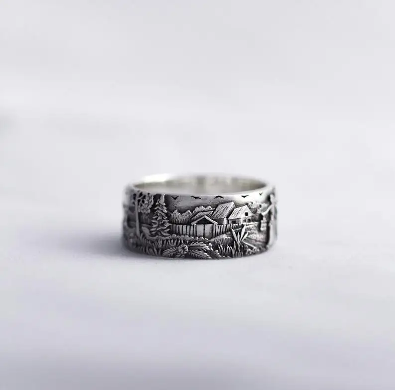 Silver Ring Fashion Wild Men and Women Ring Thailand 925 Silver Deer Forest Ring Hip Hop Style Jewelry