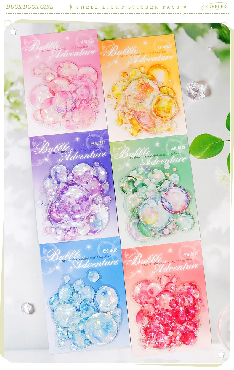 JIANWU Bubble Adventure Series Dream Bubble Landscaping Material Collage PET Sticker Creative DIY Journal Stationery