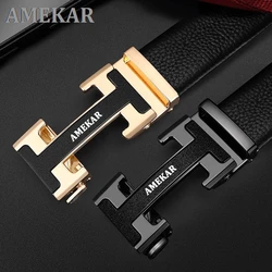 Fashion 2021 Belt Male Genuine Leather Luxury Automatic Buckle Genune Strap Black for Mens Belt Designers Brand High Quality q16