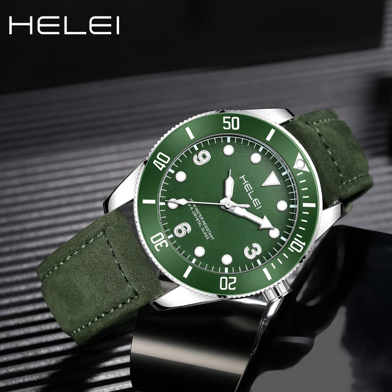 HELEI brand men's sports watches waterproof luminous quartz wristwatch men's luxury watches original watches gift for men
