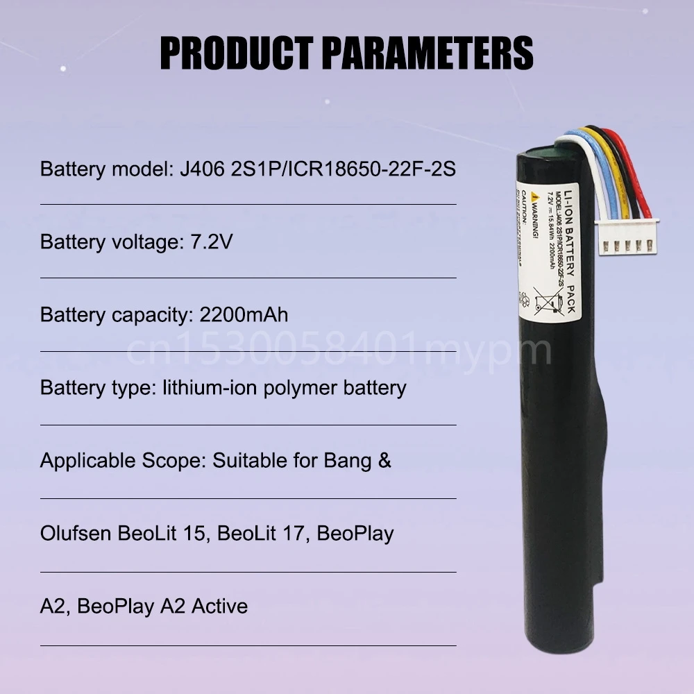 Bateria para b & o Play Bang & Olufsen Beoplay a2 Ativo Beolit 15beoplaybeolit 17 Speaker Bateria 7.2v 2200mah J406 - Image 5