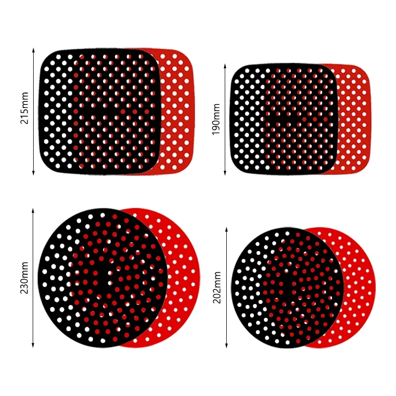 Air Fryer Lined Silicone Pad 7.5 8 8.5 9 Inch Square Round Heat-Resistant Non-slip Reusable Pot Mat Kitchen Accessories Gadgets