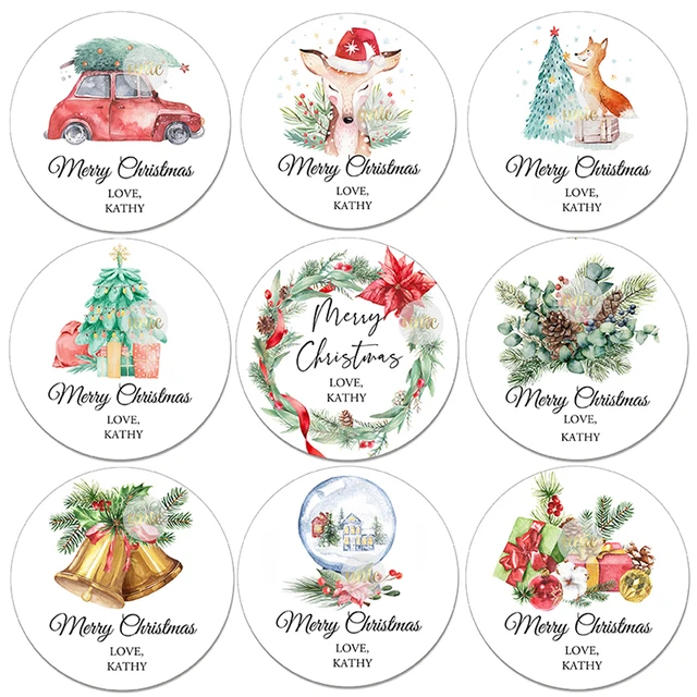 Personalized Christmas Name Labels Stickers Wrapping Stickers Custom Merry  Xmas New Year Gift Decor Envelope Seals