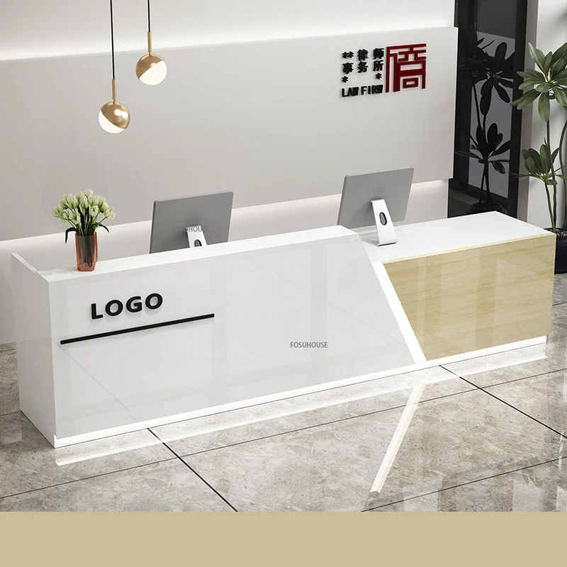 Modern Reception Desk Office Furniture Front Desk Nordic Minimalist Bar Table Supermarket Clothing Store Restaurant Cashier