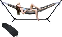 Hot Selling Portable Outdoor Indoor Double Hammock with Steel Stand Two Person Adjustable Hammock Bed 5