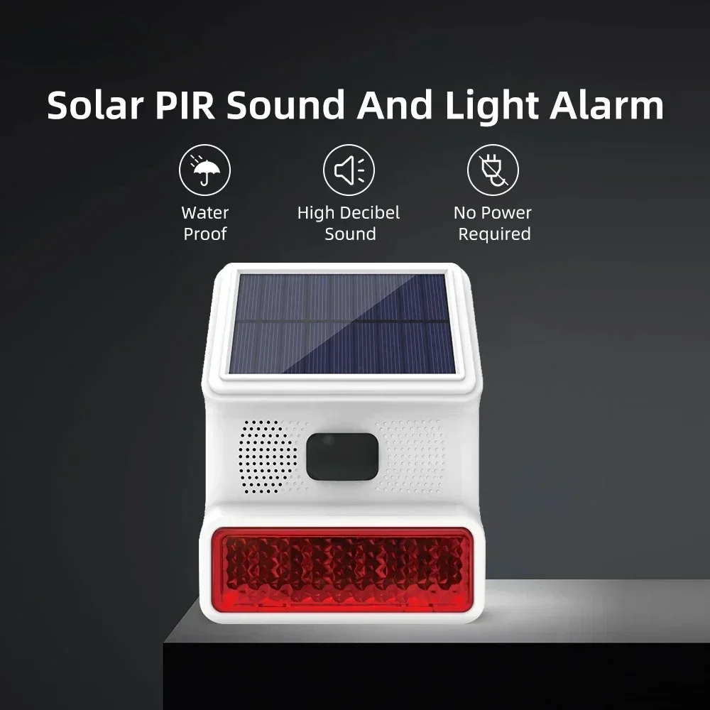 YUPA Wireless Outdoor Solar Powered Strobe Light Siren Waterproof Flash Siren Can Be Used As An RF 433MHz Alarm Host Door Sensor