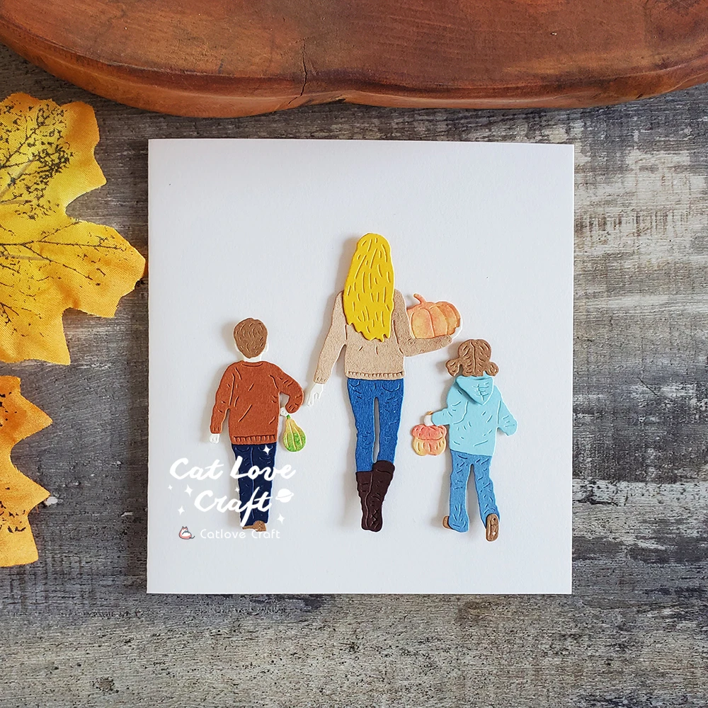 Catlove 호박 가족의 뒷모습 금속 절단 다이 스크랩북 스텐실 다이 컷 카드 만들기 DIY 공예 엠보싱 새로운 다이