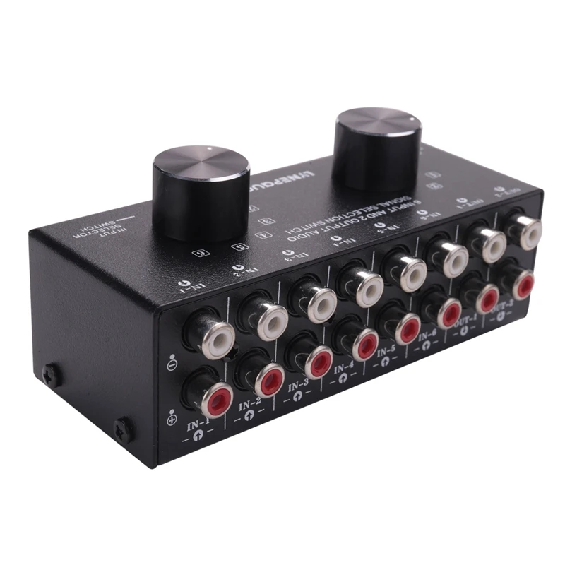 

Switcher 6 In 2 Out Or 2 In 6 Out Headphone Speaker Switcher Stereo Sound Source Signal Selection Switcher, Interface Adopts RCA