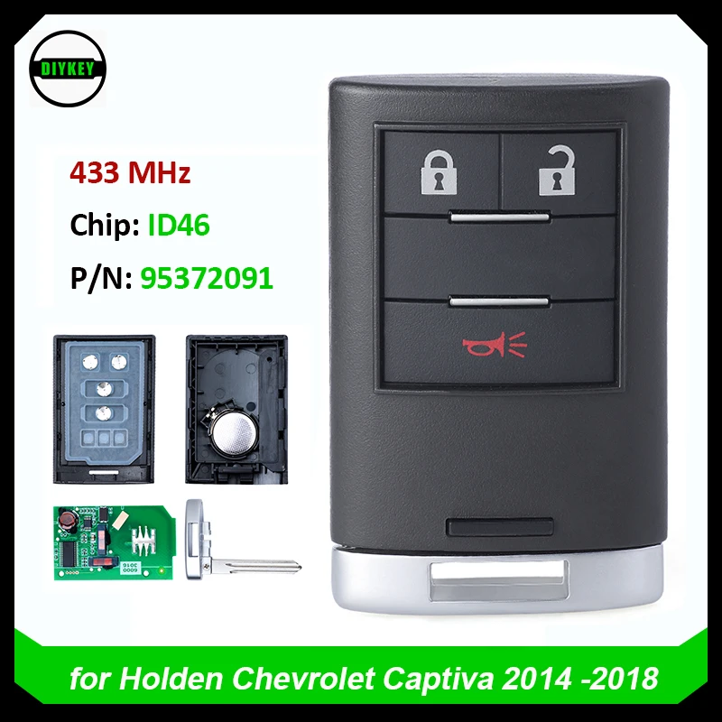 

DIYKEY GM/S: 95372091 умная фотография для Holden Chevrolet Captiva 2014 2015 2016 2017 2018 3 кнопки 433 МГц ID46 чип
