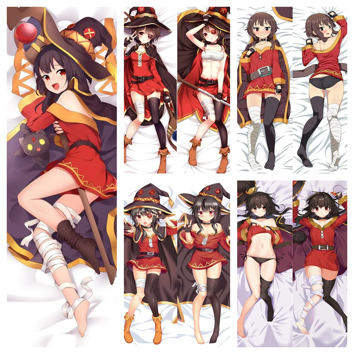 Cosplay Anime Dakimakura Konosuba Megumin Pillowcase DIY Cosplay Decorative Pillow Hugging Body Pillow Cover Case Home Bedding