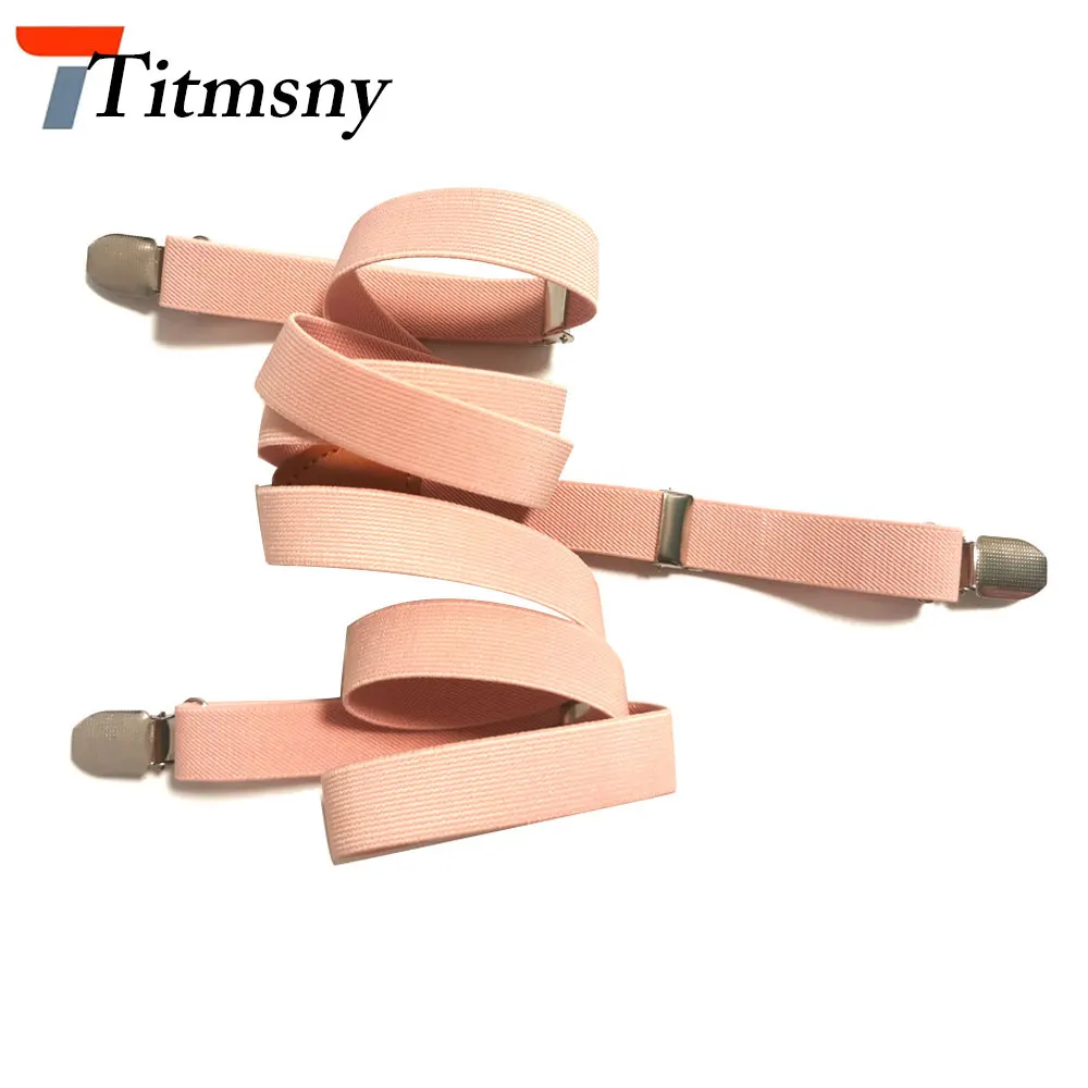 

Fashion Women's Suspenders 2.0cm Width 3 Clips Female Adjustable Elastic Braces Suspender Light Pink for big adult 115cm