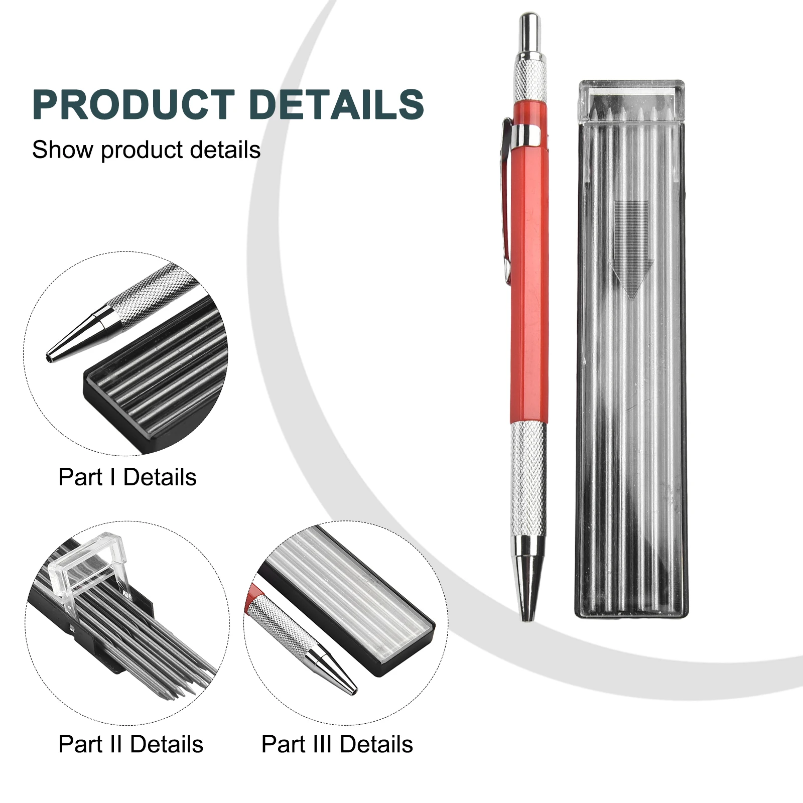 Welders Pencil With 12PCS Silver Streak Refills Metal Marker Mechanical For Steel Welding Sheet Metal Engraving Supplies