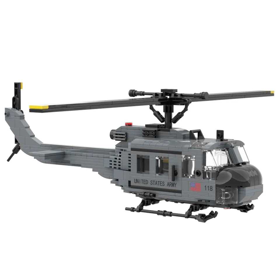 HUEY-UH-1Dヘリコプタービルディングブロックセット、uh1dキット、軍隊