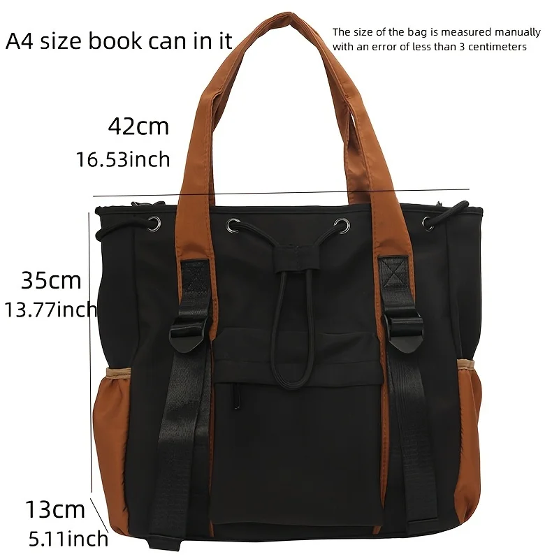 Women's Bags Color Clashing Large Capacity Waterproof Shoulder Bags Multiple Pockets Laptop Crossbody Bag Daily Commuting