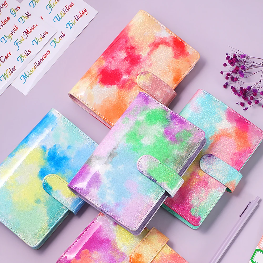 

A6 Watercolor Notebook Budget Binder Cash Envelopes Set with Binder Pockets for Money Budget Saving Bill Organizer