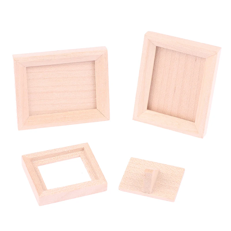 1Pc 1/12 Dollhouse Miniature Wood Photo Frame Simulation Furniture Model Accessories Doll House Decoration