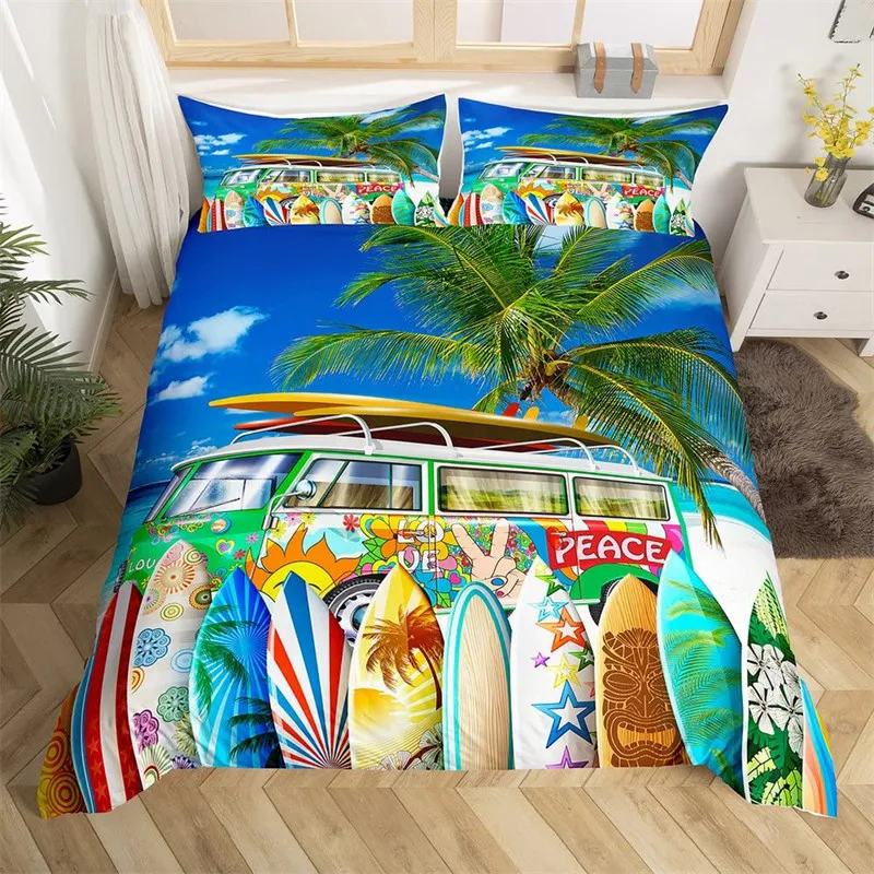 Beach Duvet Cover Set Polyester Tropical Island with The Palm Tree and Sea Beach Nature Theme Double Queen King Size Quilt Cover Sbfb92327414d4ffc9cec73b0d433ab096