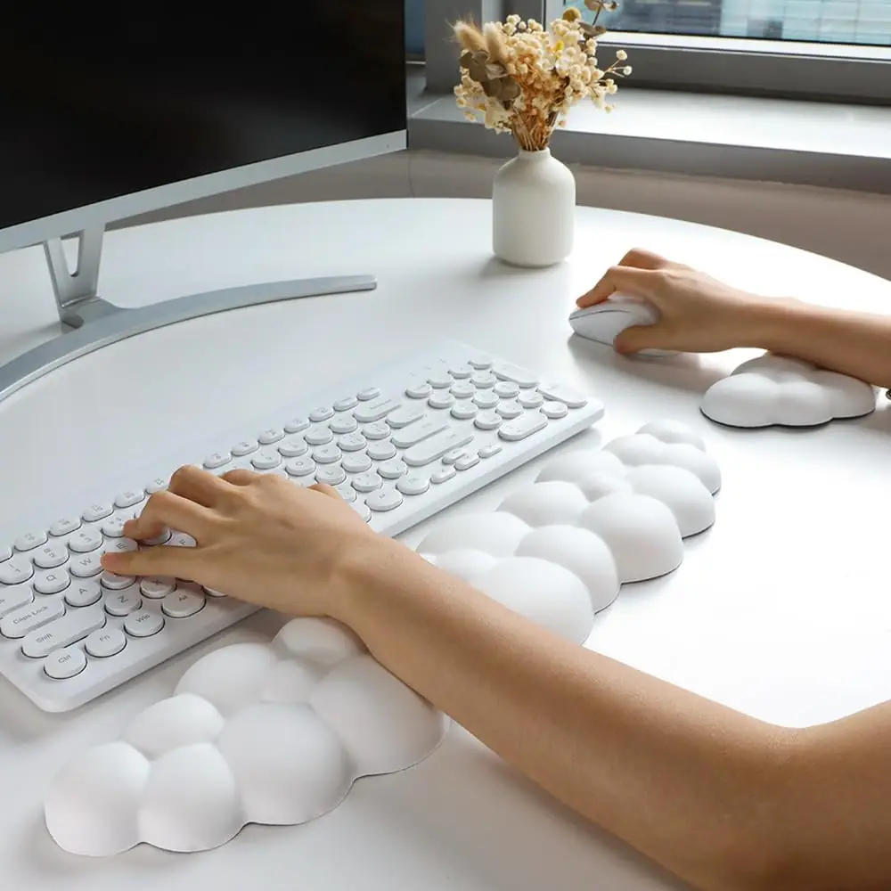 Keyboard Cloud Wrist Rest with Soft Leather Memory Foam Wrist Support/Cushion for Easy Typing and Pain Relief  Rest for office — view 3