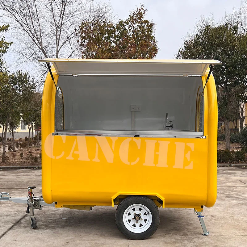 

American standard double axles outdoor concession traction camper caravan/ mobile bakery equipment salad refrigerator trailer