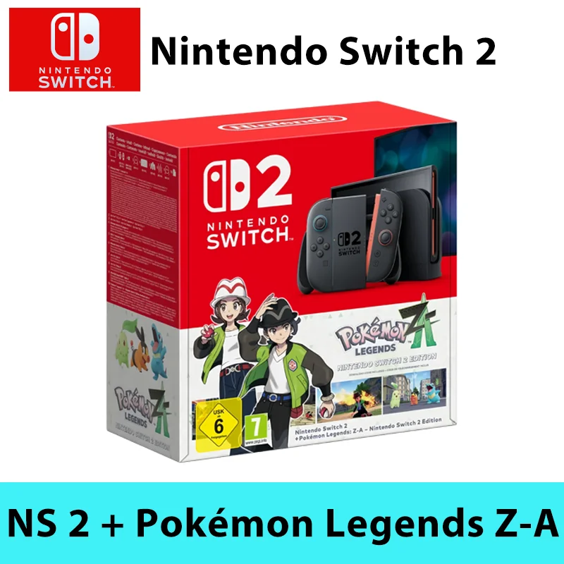 2025 Original Nintendo Switch 2 + Pokémon Legends Z-A NS2 Paquete de edición limitada Pantalla de 7,9 pulgadas 120 Hz Versión HK Joy‐Con Manija