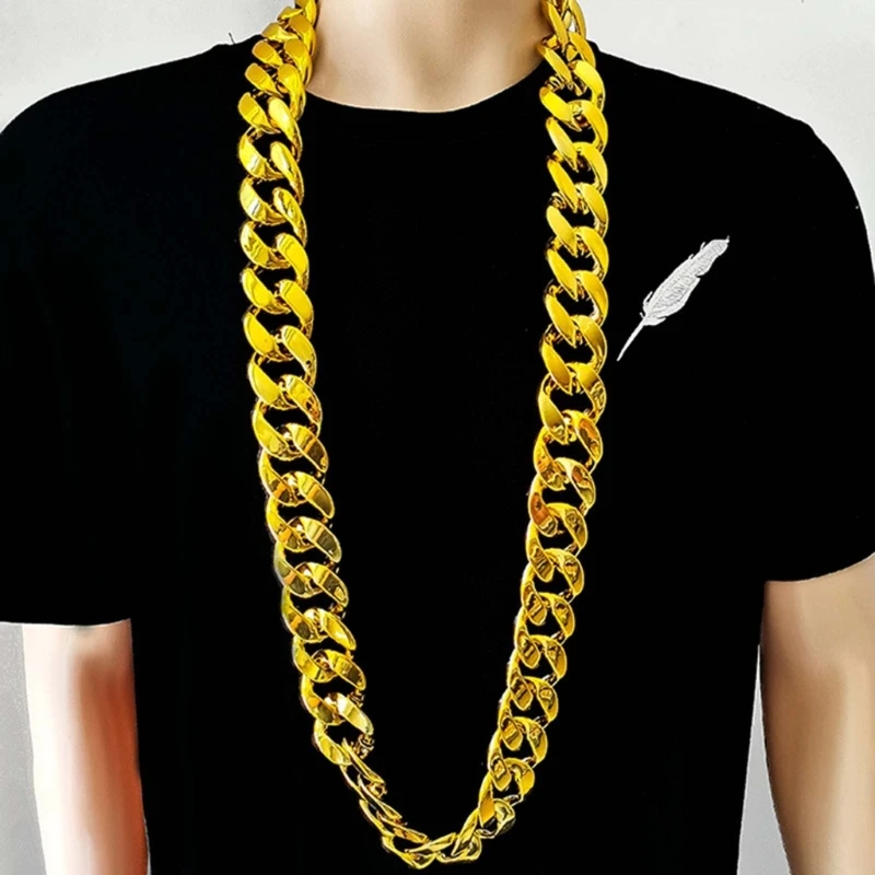 Chunky Faux Gold Hip Hop Chain Necklace – Bold & Lightweight For Costume & Parties - View #5