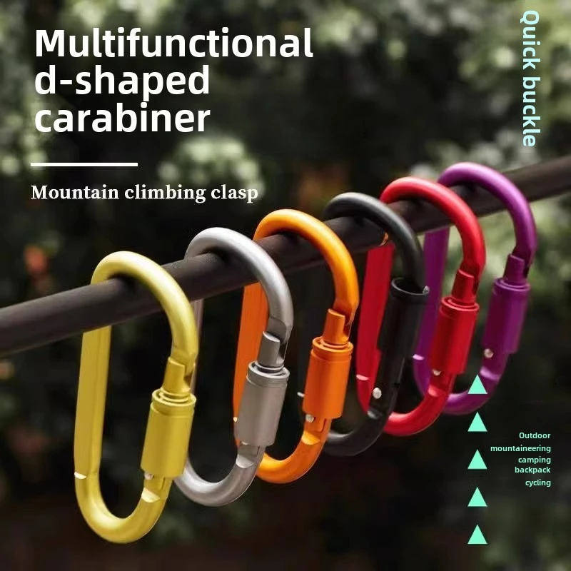 Climbing buckle Outdoor Mountaineering Buckle Type D Quick-hanging Buckle Multi-functional Backpack Lightweight Keychain Clip Spring Hook