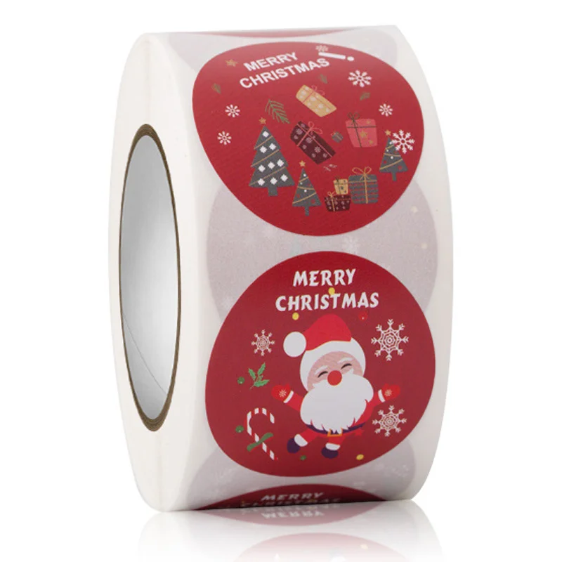 100-500 Pcs 3.8cm New Merry Christmas Elk Snowman Gingerbread Paper Stickers Label Seal Decoration Waterproof Sticker
